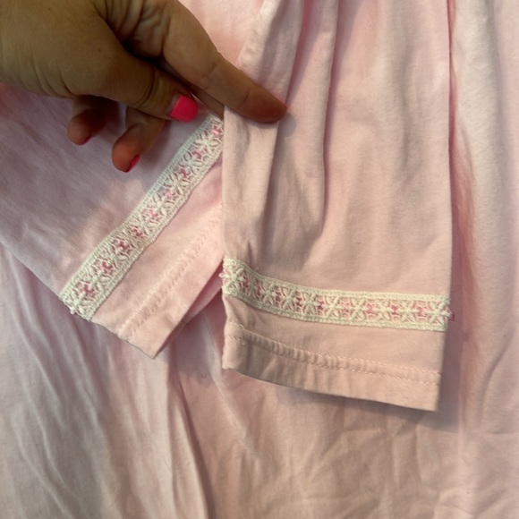 Vintage Keyocean Pink Cotton Lace Long Nightie Dress Size Medium - Picture 3 of 6